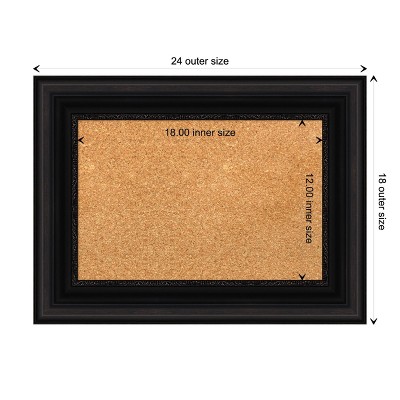 Parlor Black Framed Corkboard with Ornate Design, 24x18