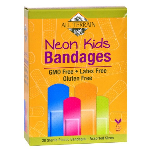 All Terrain Neon Kids Bandages Latex Free Assorted Sizes - 20 Ct : Target