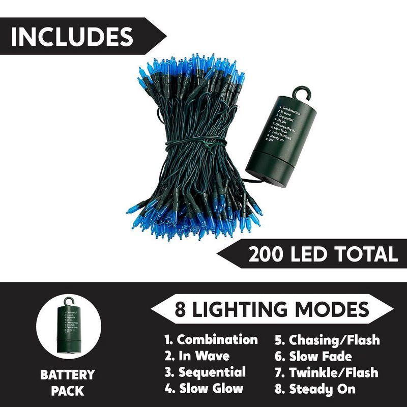 200-Count Blue Battery Operated String Lights, 2 of 8