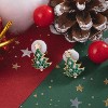 Green Crystal Christmas Tree Clip-On Earrings, Gold Tone Stud Design. - 3 of 4
