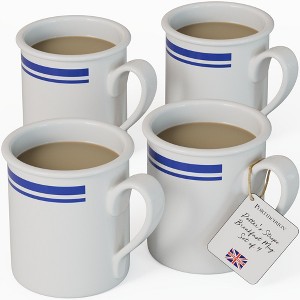Portmeirion Potter's 9oz Stripe Breakfast Mug, Set of 4, Elegant Earthenware Tea Mugs with Handle for Coffee Lovers, Classic Stripe Design - Blue - 1 of 4