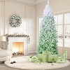 Clearance! 6 FT Prelit Blue Gradient Snow Flocked Christmas Tree, Slim Pencil Xmas Tree, Hinged Branches, Easy Setup - 2 of 4
