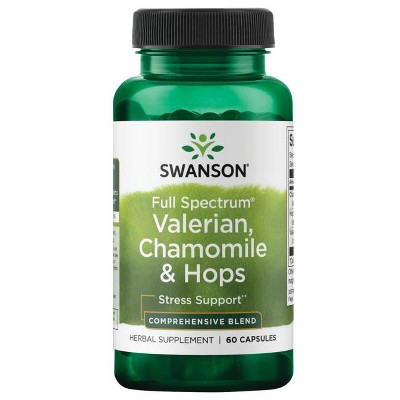Swanson Herbal Supplements Full Spectrum Valerian, Chamomile & Hops 60 Caps.