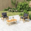 vidaXL Patio Furniture Set Outdoor Conversation Set Sofa with Cushions Bamboo - 2x Chair + Table Dark Gray - 2 of 4