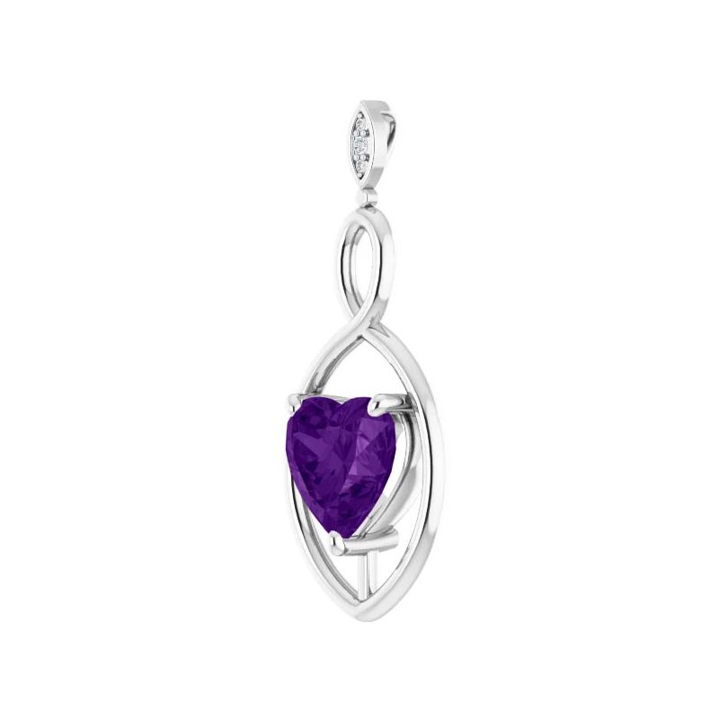 Pompeii3 9mm Amethyst  Women's Heart Pendant in 14k Gold Necklace 6mm Tall, 2 of 5
