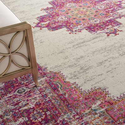 Handmade Blue Floral Synthetic 12'x15' Easy Care Area Rug