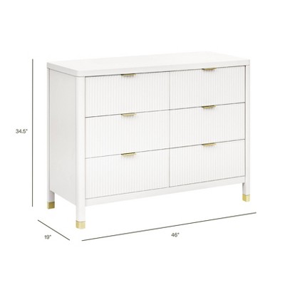 Warm White 6-Drawer Dresser with Gold Accents