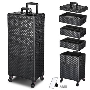 Byootique 4in1 Rolling Makeup Case Cosmetic Train Case Organizer Storage Artist Black - 1 of 4