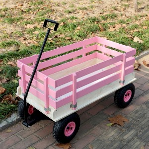 KWPZQEB Garden Wagon, Wooden Utility Cart with Foldable handle & Removable Side Wooden Panels, Yard Dump Cart, Toy Storage Cart for Yard Work - 1 of 4