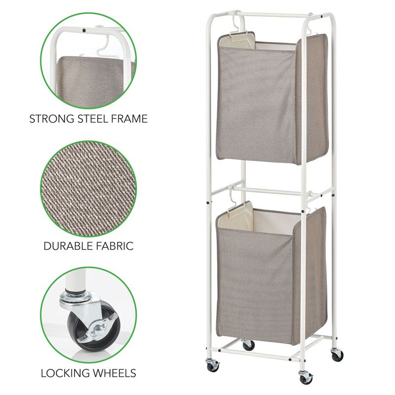 mDesign Vertical Portable Laundry Hamper Basket - Metal Frame, 3 of 7