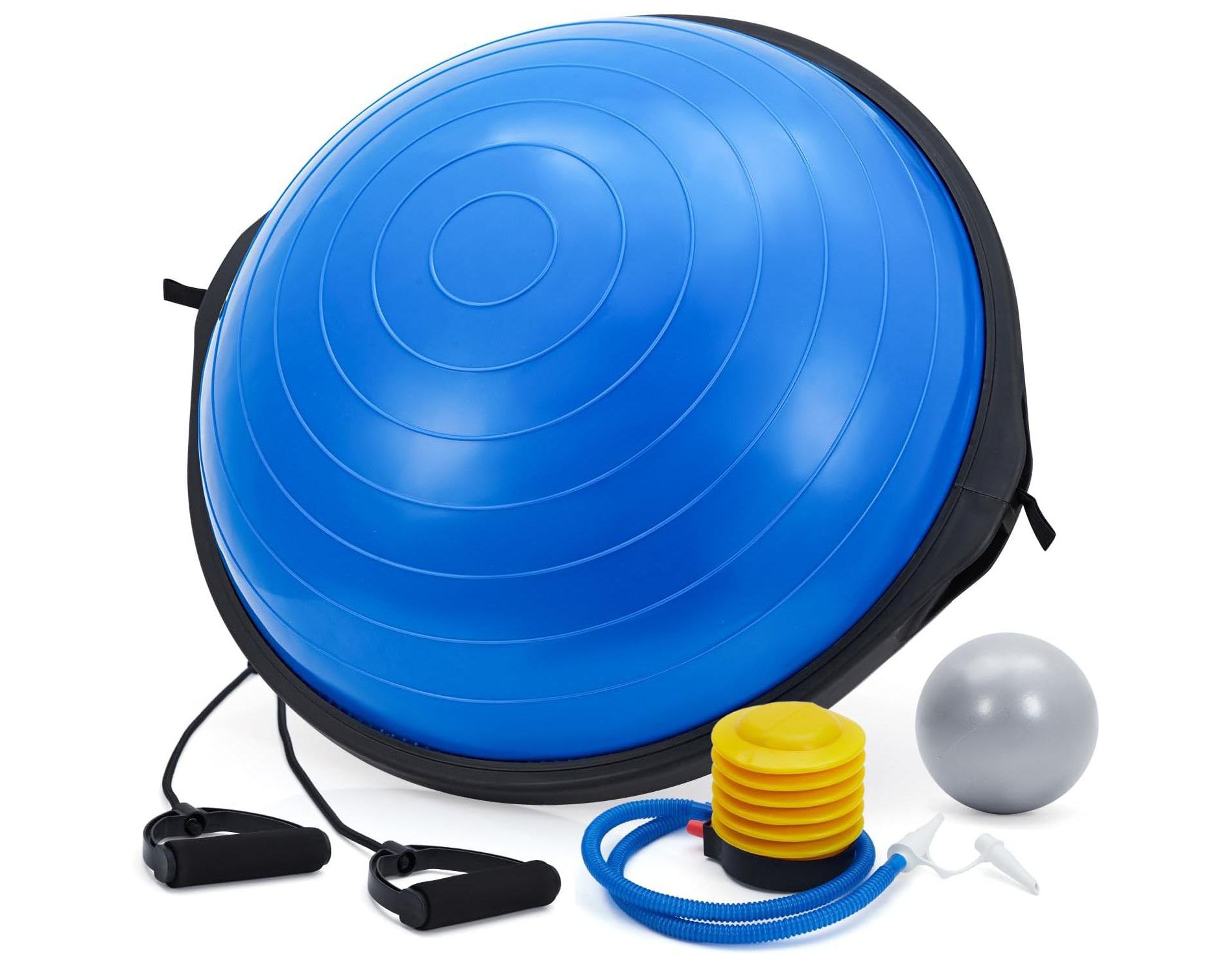 25in Balance Ball, 1600 lbs Half Exercise Ball with Nonslip Base, Inflatable Half Ball Balance Trainer