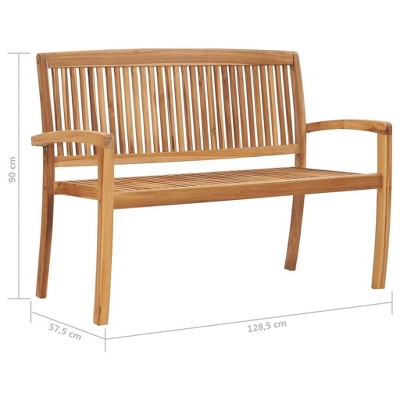 Solid Teak Wood Patio Bench with Red Cushion, 4 ft