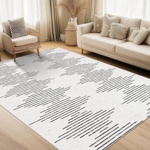 TackView Striped Runner Rug Non-Slip Hallway Runners, Low Pile Washable Mat for Laundry Room Kitchen Stain-Resistant Entryway Rugs - 1 of 4