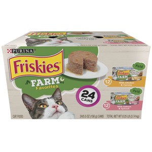 Purina Friskies Paté Wet Cat Food Farm Favorites with Chicken & Salmon - 5.5oz/24ct Variety Pack - 1 of 4
