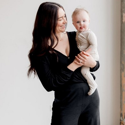 Image of Of An Origin Maternity & Nursing Wrap Blouse, Black, L