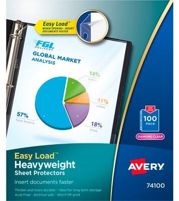 Photo 1 of Avery Heavyweight Sheet Protectors, 8-1/2 x 11 Inches, Diamond Clear, Pack of 100