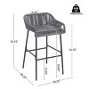 Outdoor Rope Bar Stools Set of 2,UV Resistant Bar Stools with Metal Frame for Patio or Garden,Modern Bar Stools for Alfresco Dining-Koiai - 4 of 4