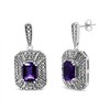 Haus of Brilliance Silver Diamond Accent and 7x5mm Purple Amethyst Stud Earrings - 2 of 4