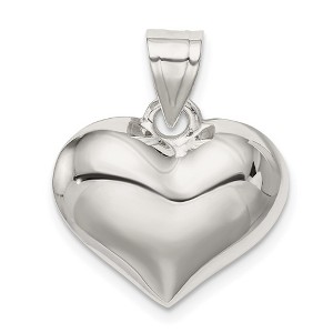 Black Bow Jewelry Sterling Silver 18mm Puffed Heart Pendant - 1 of 4