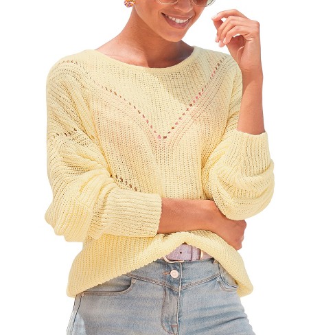 Women's open knit sweater sales