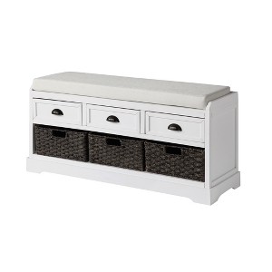 Dexmalle Collection Wood Storage Bench with 3 Drawers and 3 Baskets - 1 of 4