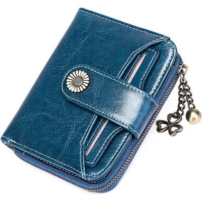 BEAFUP Women’s RFID Blocking Leather Wallet - Genuine Leather Small Bifold with Zipper Pocket & ID Window for Daily Use,Travel,Gift