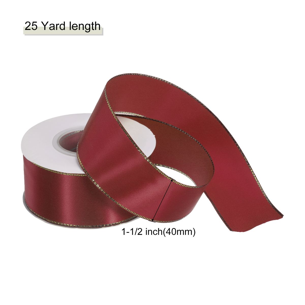Unique Bargains Double Face Wide Satin Ribbon with Gold Edges for Wedding Bouquet - thumbnail 8
