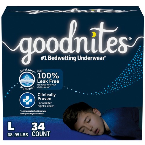 Goodnites Boys' Nighttime Bedwetting Underwear - L/xl - 34ct : Target