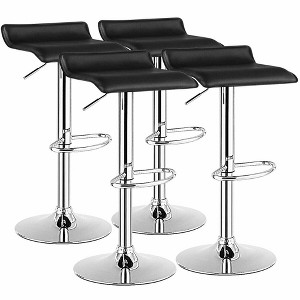 Costway Set of 4 Swivel Bar Stool PU Leather Adjustable Kitchen Counter Bar Chairs Black - 1 of 4