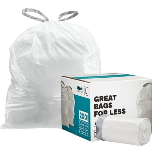 Plasticplace Simplehuman (x) Code L Compatible Drawstring Trash Bags, 4.8  Gallon (100 Count) : Target