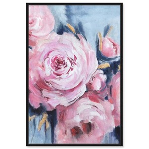 Art Remedy Pink Flowers with Gold Leaves Beach Life Inspired Wall Art Framed - 1 of 4