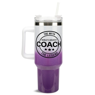 Elanze Designs World's Greatest Coach Myth Legend 40 oz. Stainless Steel, Large Water Bottle Coffee Mug, Spill & Leak Resistant, Thermal Travel