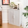 PexFix 36" x 31" Farmhouse Corner Cabinet Wooden Corner Storage Cabinet with Adjustable Shelves for Home Corners Living Room Bathroom Bedroom White - 2 of 4