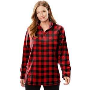 Woman Within Microfleece Quarter-Zip Pullover - 1 of 4