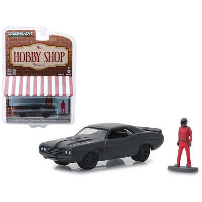 1971 Dodge Challenger "Shakedown Tribute" Met. Gray w/Race Car Driver Figure "The Hobby Shop" 1/64 Diecast by Greenlight