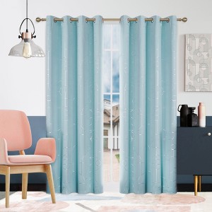 Deconovo Silver Pattern Blackout Curtains Grommet Top (2 Panels) - 1 of 4