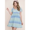 Slickblue Flirty Floral Mini Dress, Baby Doll Silhouette with V-Neck & Ruffle Sleeves in Blue, Size S-L - 2 of 4