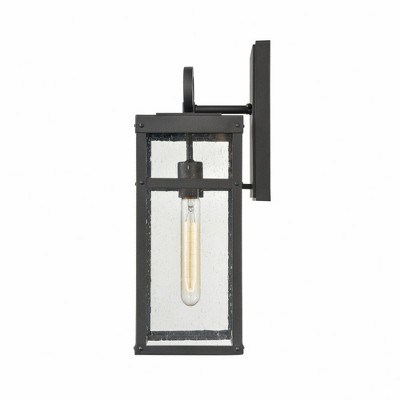 Textured Black Seeded Glass Outdoor Wall Sconce