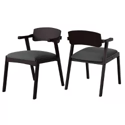 Set of 2 Millie Dining Armchairs with Brown Finish Wood Seat Back - Handy Living