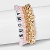 Striped Semi-Precious Amore Beaded Bracelet Set 5pc - Universal Thread™ Gold/Pink - 2 of 4