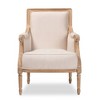 Chavanon Wood & Linen Traditional French Accent Chair Light Beige - Baxton Studio: No Assembly, Mindi Frame, Foam Cushion - 3 of 4