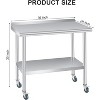 Acekool Stainless Steel Table with Wheels, 60x24in Heavy Duty Prep Workstation, Backsplash & Adjustable Shelf for Kitchen, Restaurant, Office - 3 of 4