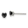Chisel Stainless Steel Polished 4mm Black Heart Cubic Zirconia Stud Earrings - 2 of 4