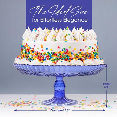 Cobalt Blue Glass Pedestal Cake Stand, 10" Diameter