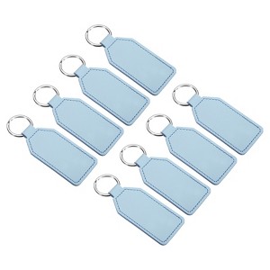 Unique Bargains PU Leather Keychain Blanks with Key Ring for DIY Laser Engraving 8 Pcs - 1 of 4