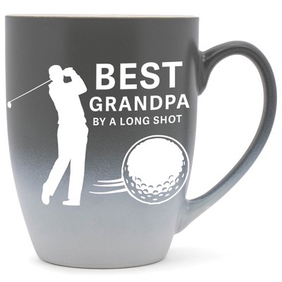 Elanze Designs Best Grandpa By A Long Shot Two Toned Ombre Matte Grey and White 12 ounce Ceramic Stoneware Coffee Cup Mug