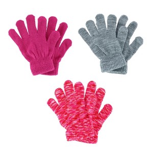 Polar Extreme Girl's One Size Multi Knit Magic Gloves (Pack of 3) - 1 of 4