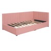 TIRAMISUBEST Upholstered Daybed with 2 Storage Drawers, Twin Size Linen Fabric Sofa Bed Frame with L-Shaped Headboard and Slats Support - 4 of 4