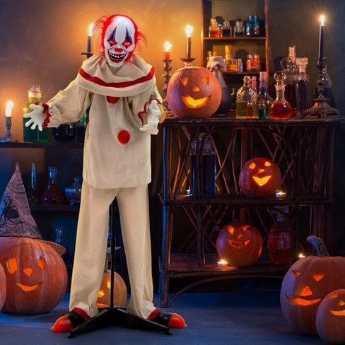 Costway 5 Ft Grins Animatronic Killer Clown Halloween Decoration ...