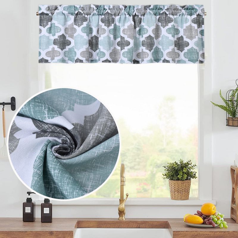 Quatrefoil Printed Cotton Blend Short Curtains for  Kitchen Bathroom Windows, 1 of 5